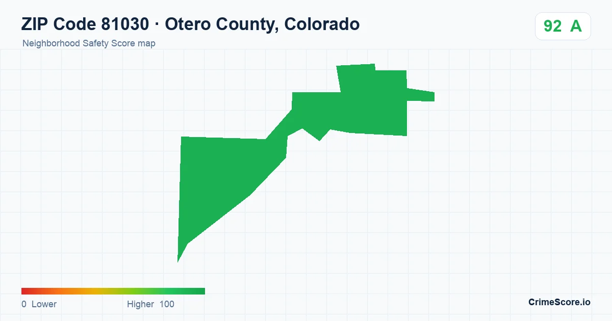 ZIP Code 81030 in Otero County, Colorado neighborhood Safety Score map