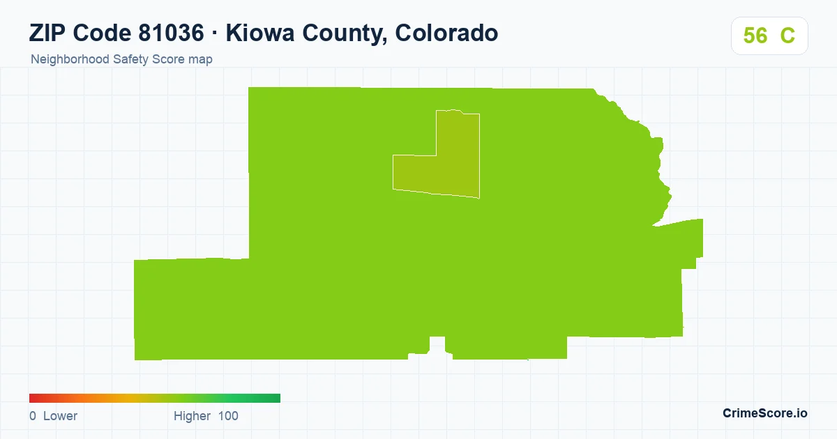 ZIP Code 81036 in Kiowa County, Colorado neighborhood Safety Score map