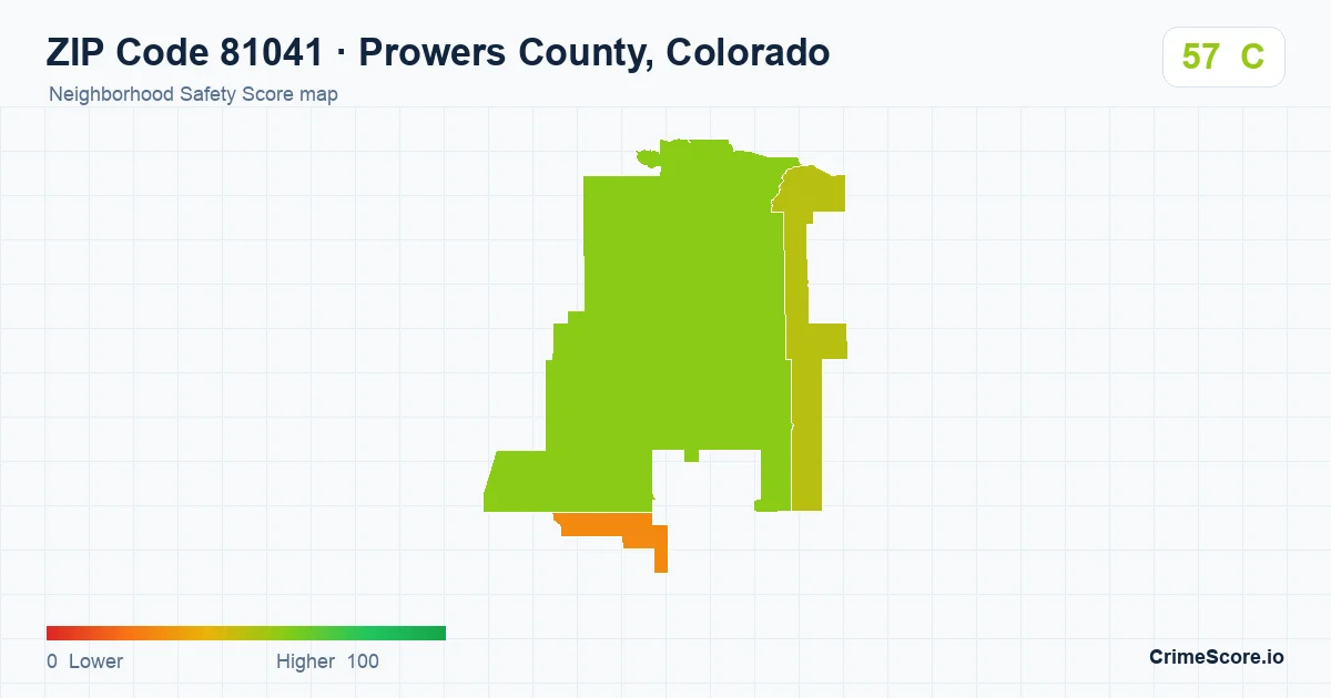 ZIP Code 81041 in Prowers County, Colorado neighborhood Safety Score map