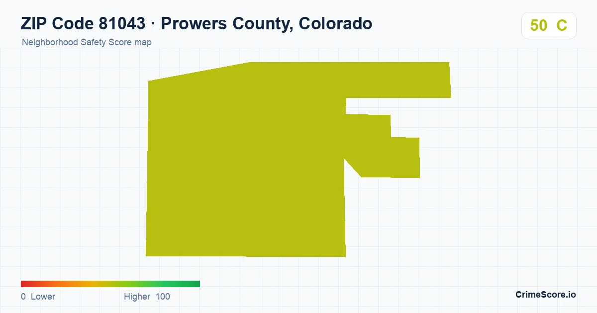ZIP Code 81043 in Prowers County, Colorado neighborhood Safety Score map