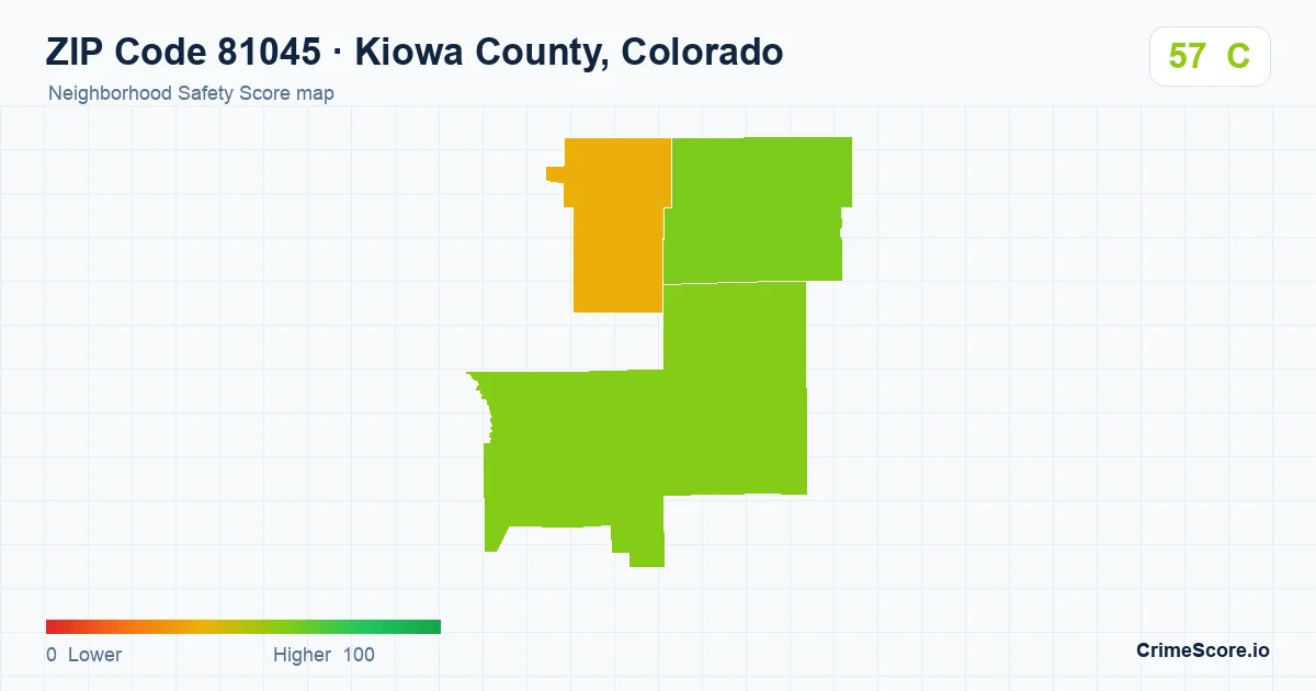 ZIP Code 81045 in Kiowa County, Colorado neighborhood Safety Score map