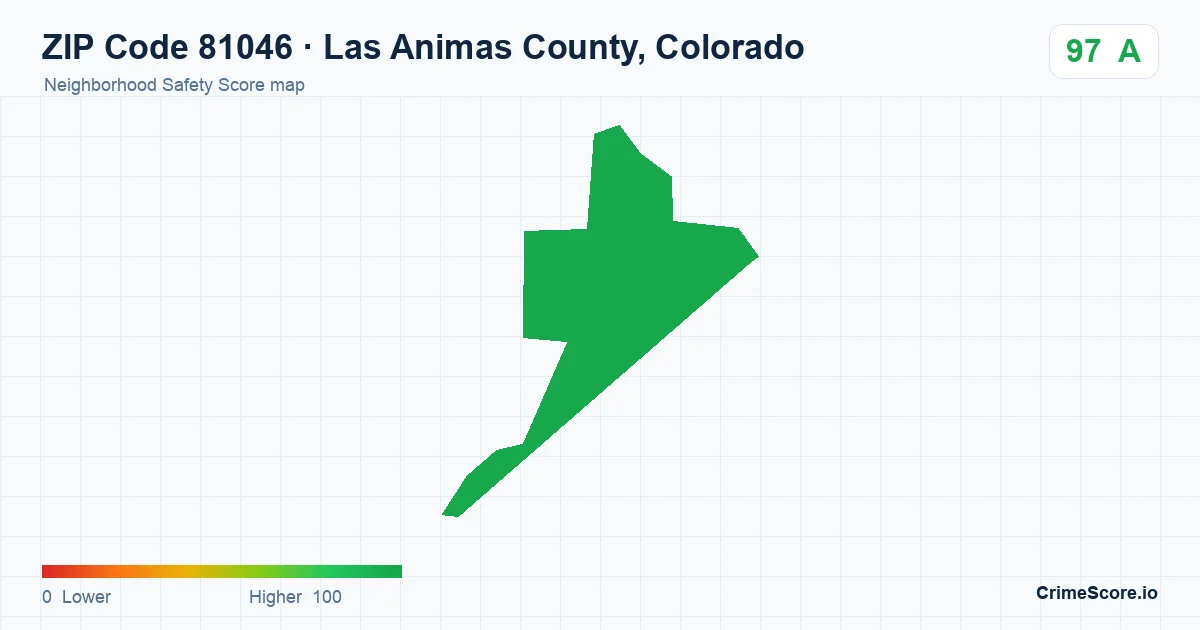 ZIP Code 81046 in Las Animas County, Colorado neighborhood Safety Score map