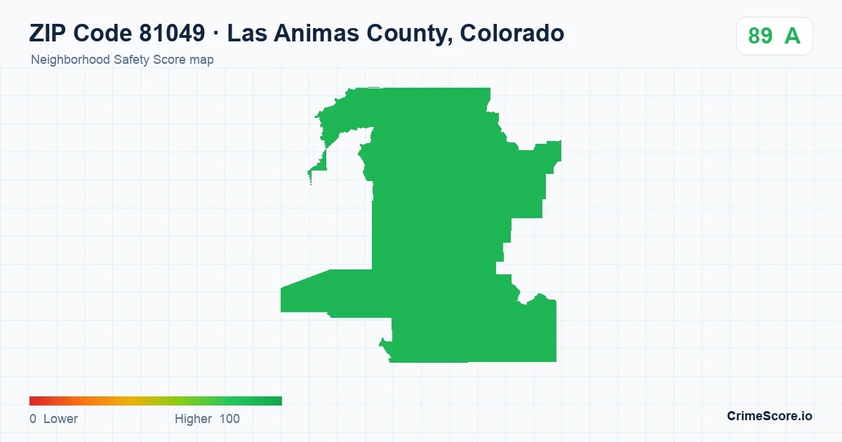ZIP Code 81049 in Las Animas County, Colorado neighborhood Safety Score map