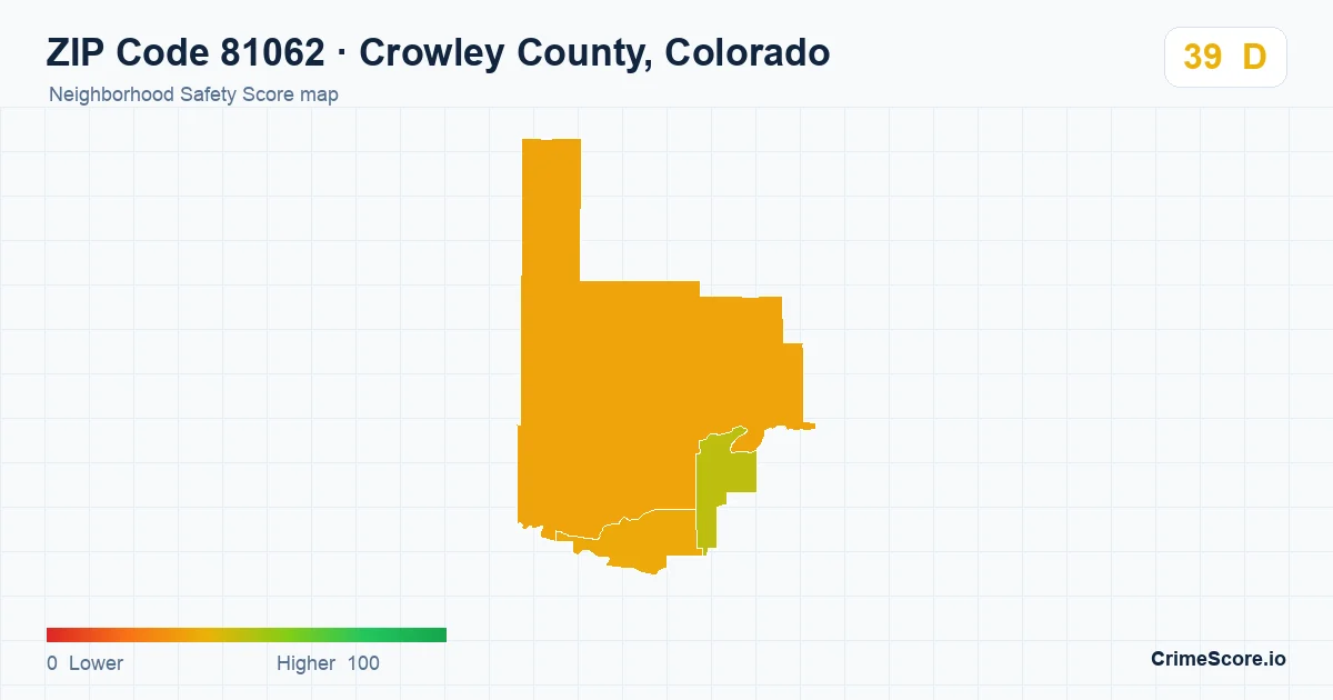 ZIP Code 81062 in Crowley County, Colorado neighborhood Safety Score map