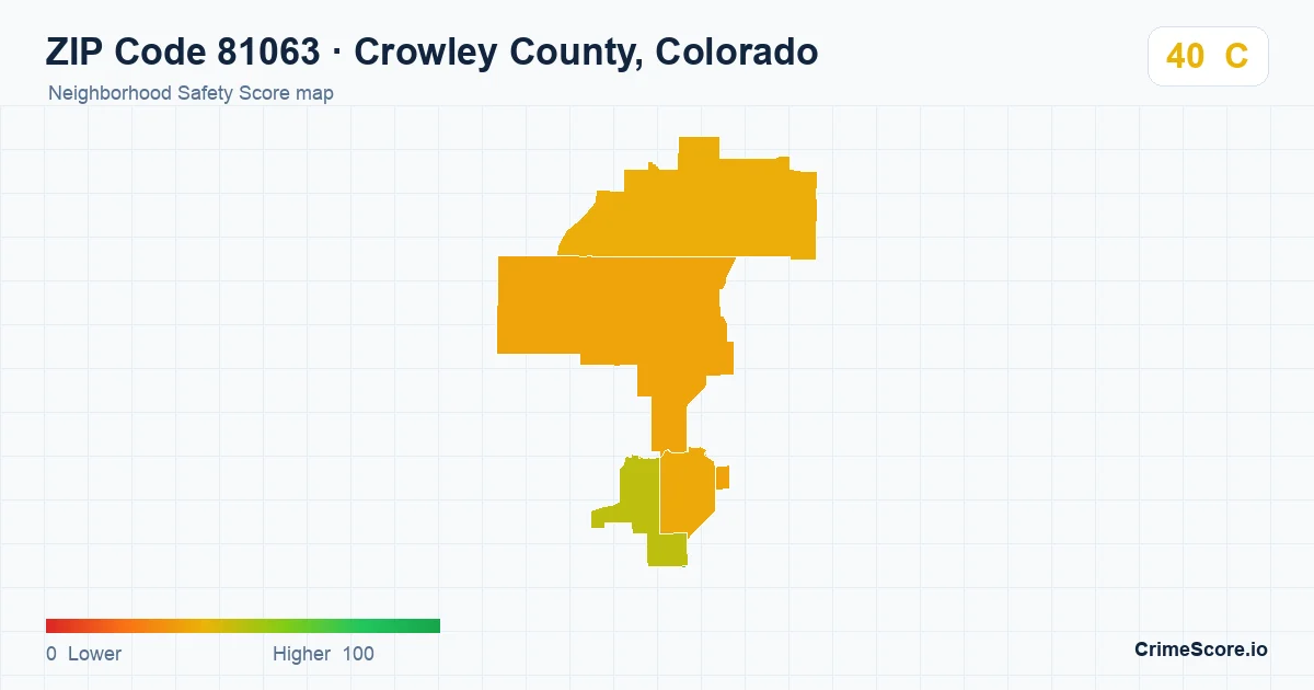 ZIP Code 81063 in Crowley County, Colorado neighborhood Safety Score map
