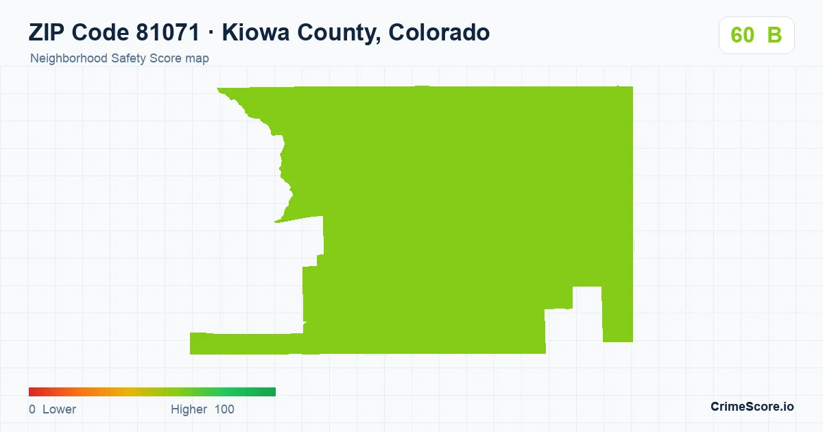 ZIP Code 81071 in Kiowa County, Colorado neighborhood Safety Score map