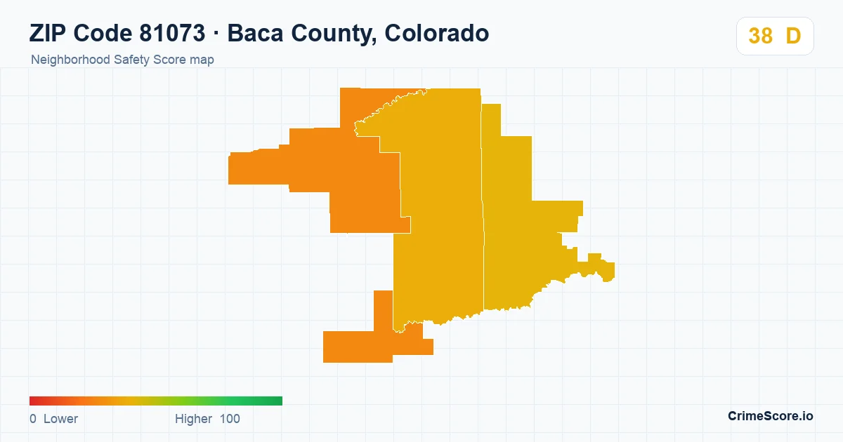 ZIP Code 81073 in Baca County, Colorado neighborhood Safety Score map