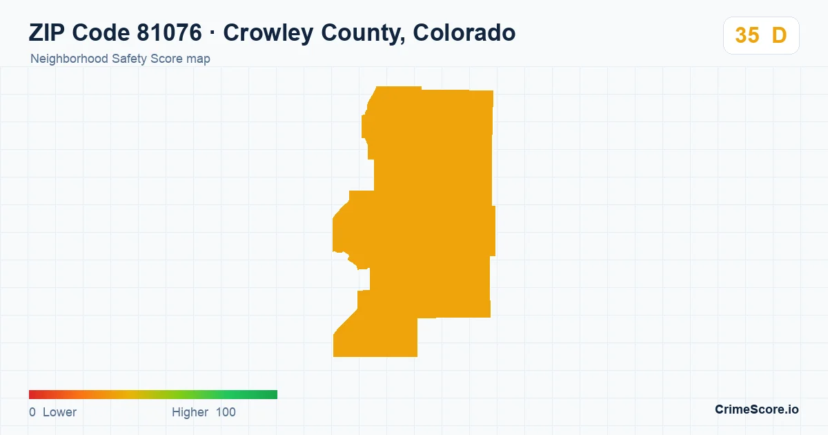 ZIP Code 81076 in Crowley County, Colorado neighborhood Safety Score map
