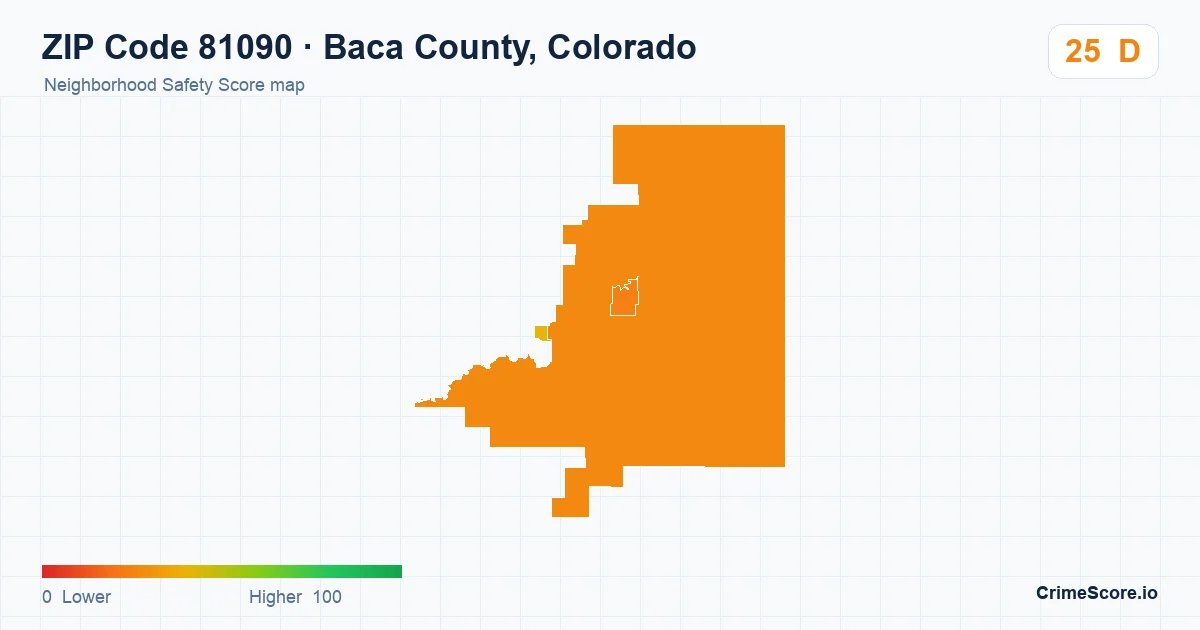 ZIP Code 81090 in Baca County, Colorado neighborhood Safety Score map