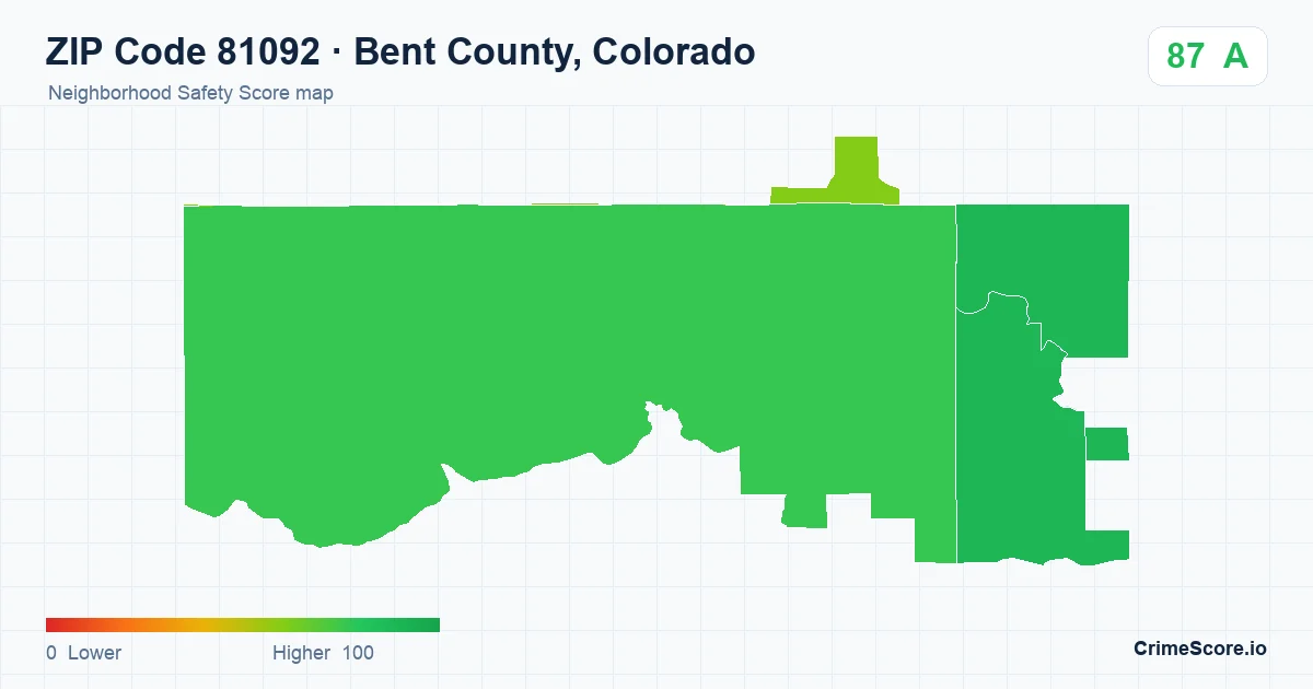 ZIP Code 81092 in Bent County, Colorado neighborhood Safety Score map