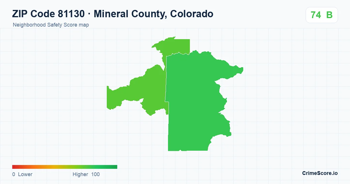 ZIP Code 81130 in Mineral County, Colorado neighborhood Safety Score map