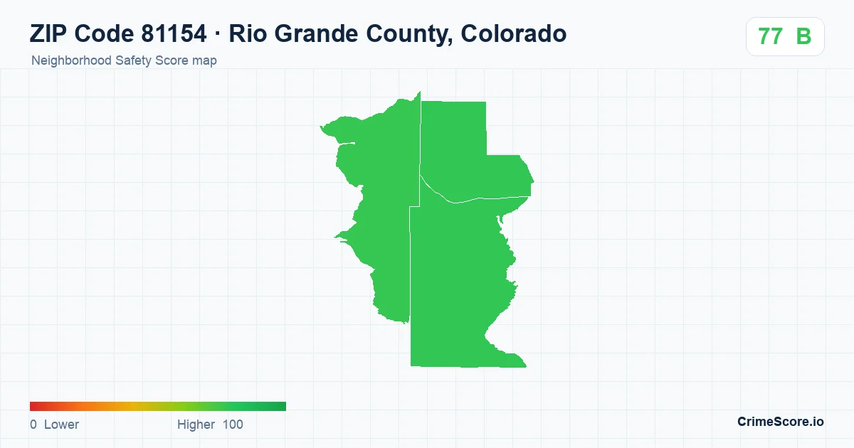 ZIP Code 81154 in Rio Grande County, Colorado neighborhood Safety Score map