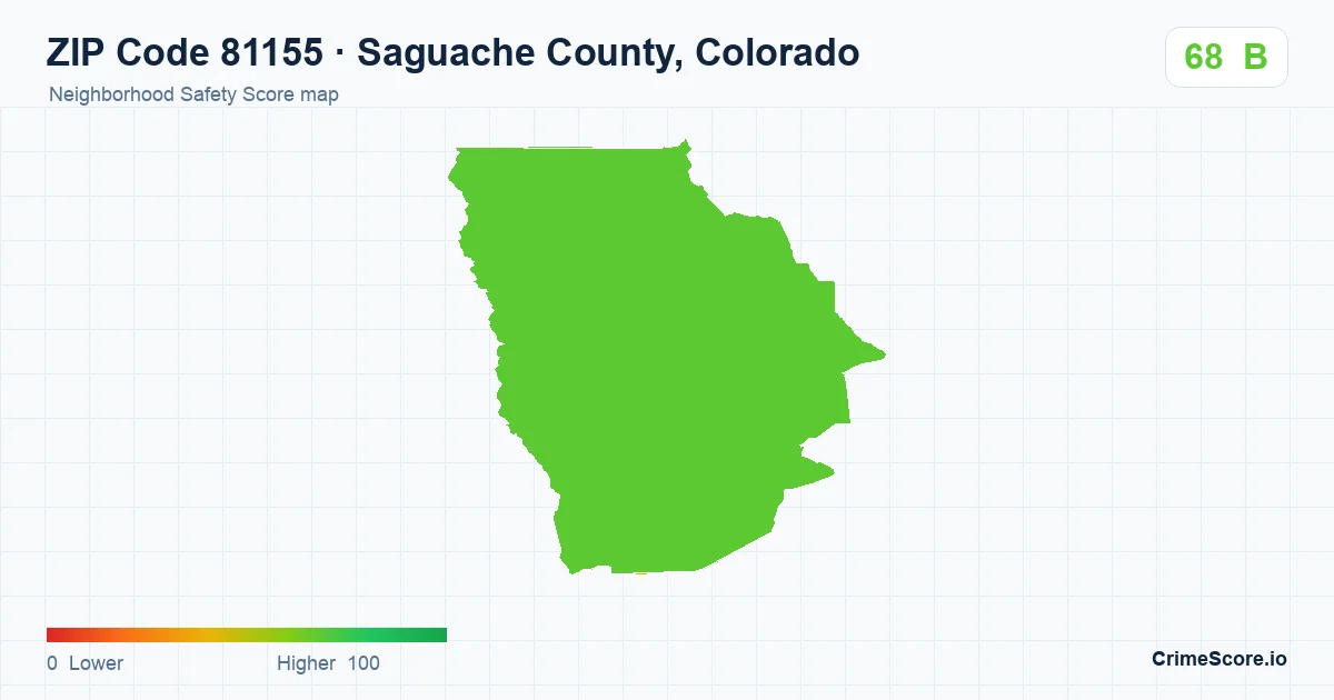 ZIP Code 81155 in Saguache County, Colorado neighborhood Safety Score map
