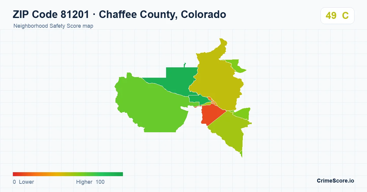 ZIP Code 81201 in Chaffee County, Colorado neighborhood Safety Score map