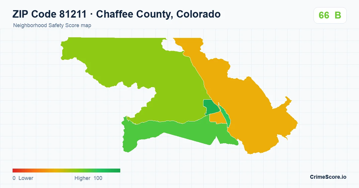 ZIP Code 81211 in Chaffee County, Colorado neighborhood Safety Score map