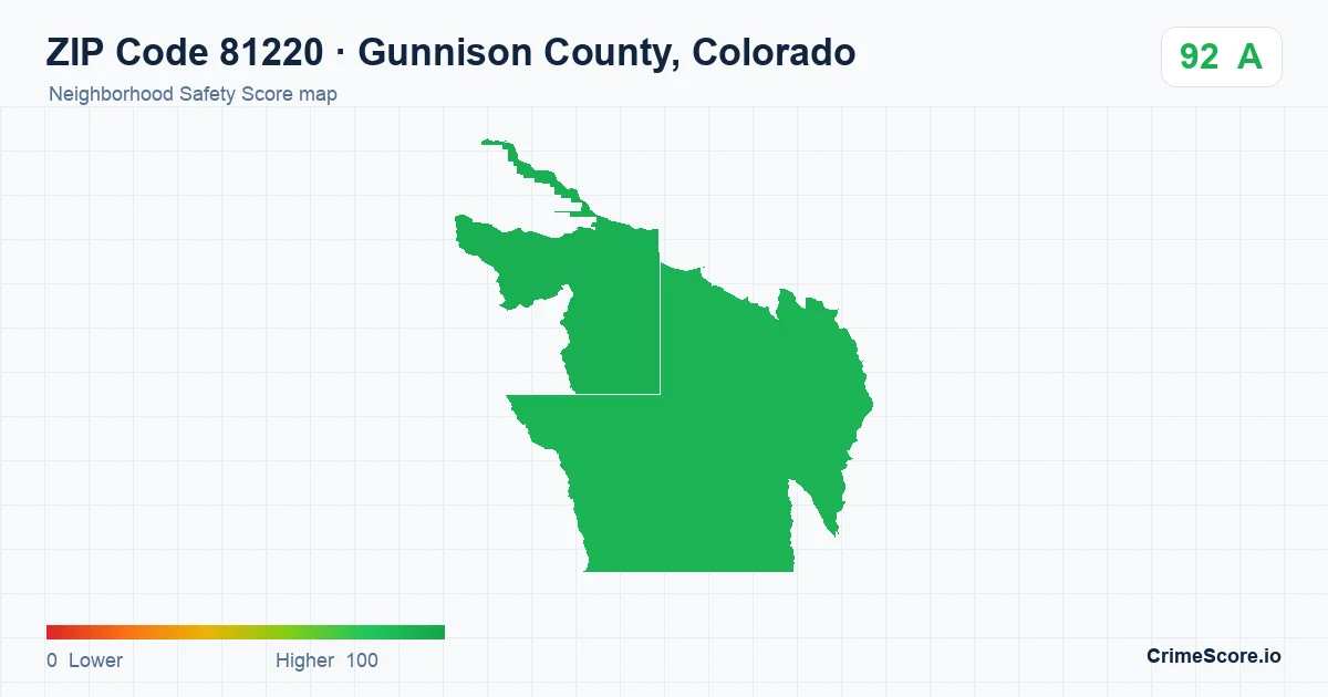 ZIP Code 81220 in Gunnison County, Colorado neighborhood Safety Score map