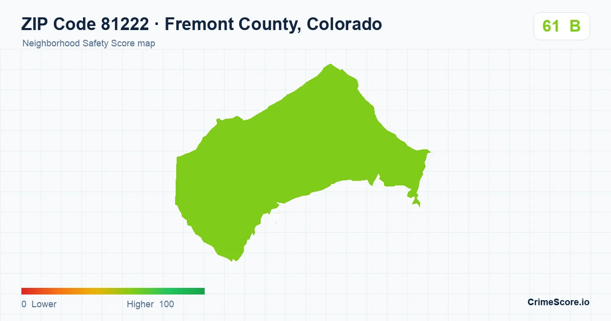 ZIP Code 81222 in Fremont County, Colorado neighborhood Safety Score map