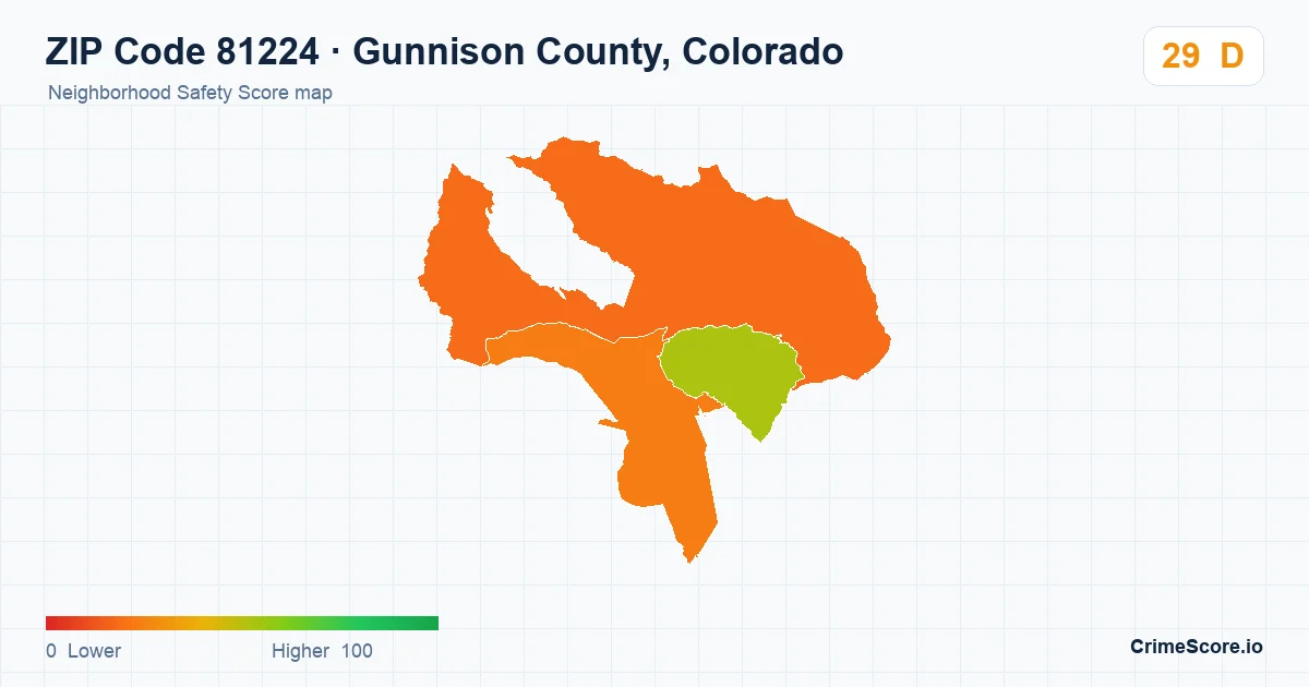 ZIP Code 81224 in Gunnison County, Colorado neighborhood Safety Score map