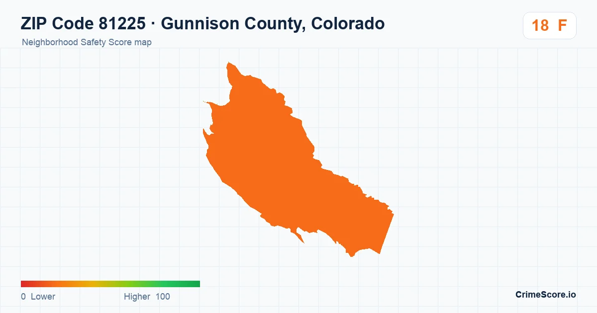 ZIP Code 81225 in Gunnison County, Colorado neighborhood Safety Score map