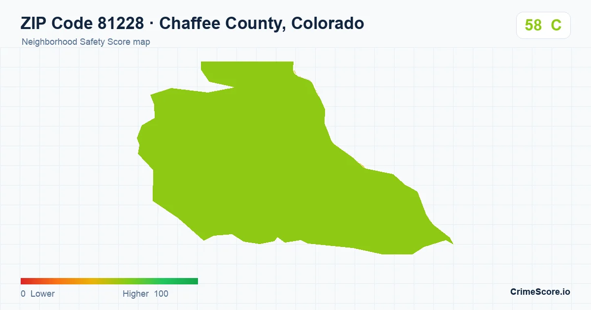 ZIP Code 81228 in Chaffee County, Colorado neighborhood Safety Score map