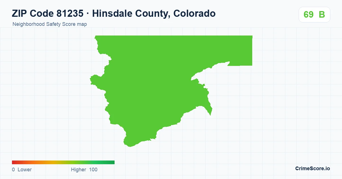 ZIP Code 81235 in Hinsdale County, Colorado neighborhood Safety Score map