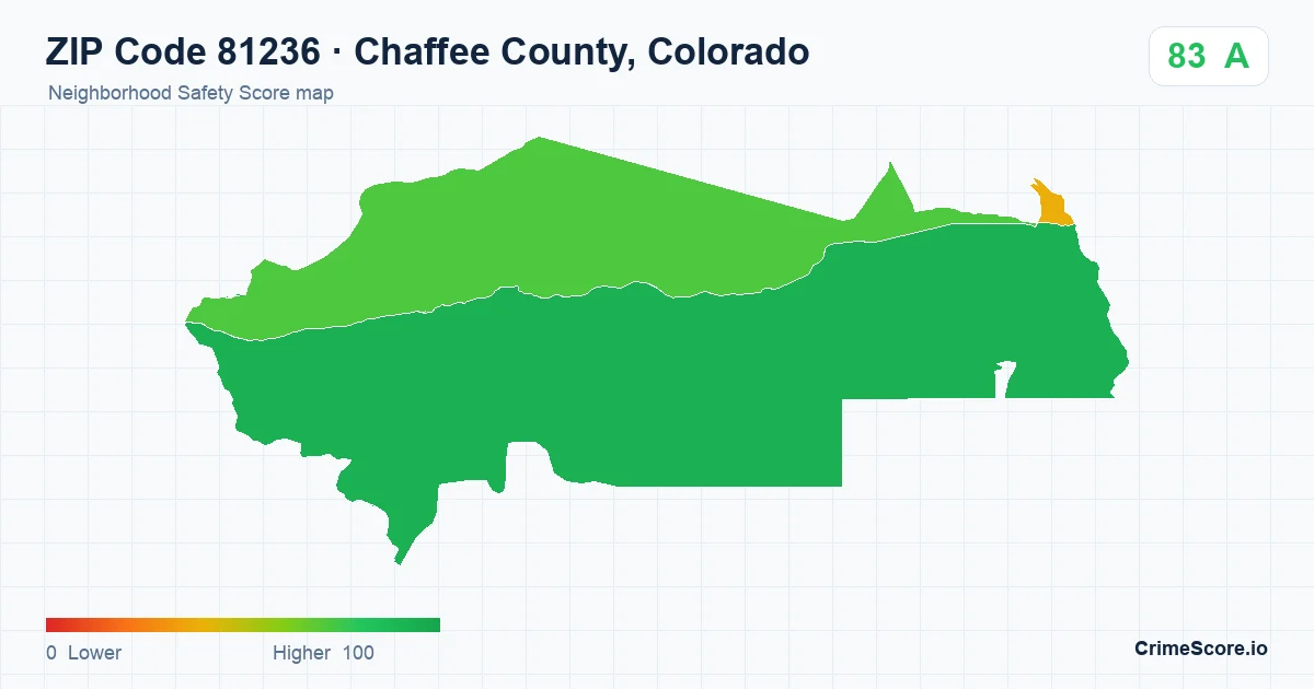 ZIP Code 81236 in Chaffee County, Colorado neighborhood Safety Score map