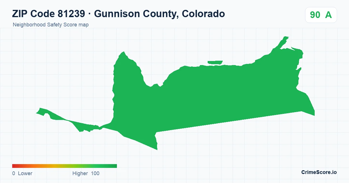 ZIP Code 81239 in Gunnison County, Colorado neighborhood Safety Score map
