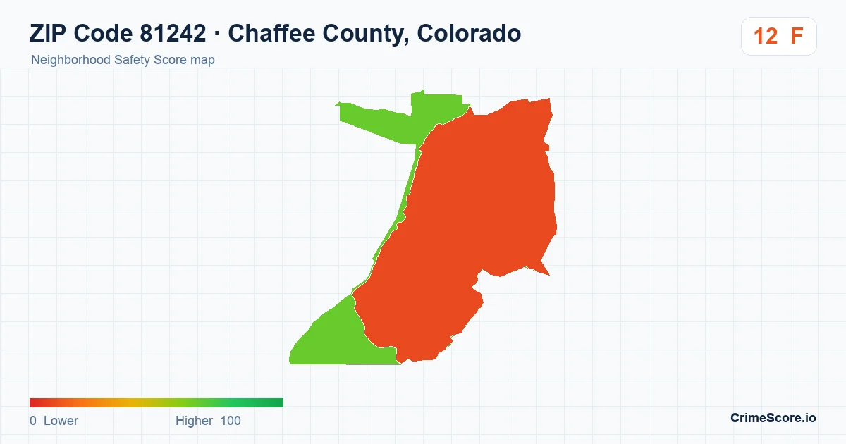 ZIP Code 81242 in Chaffee County, Colorado neighborhood Safety Score map