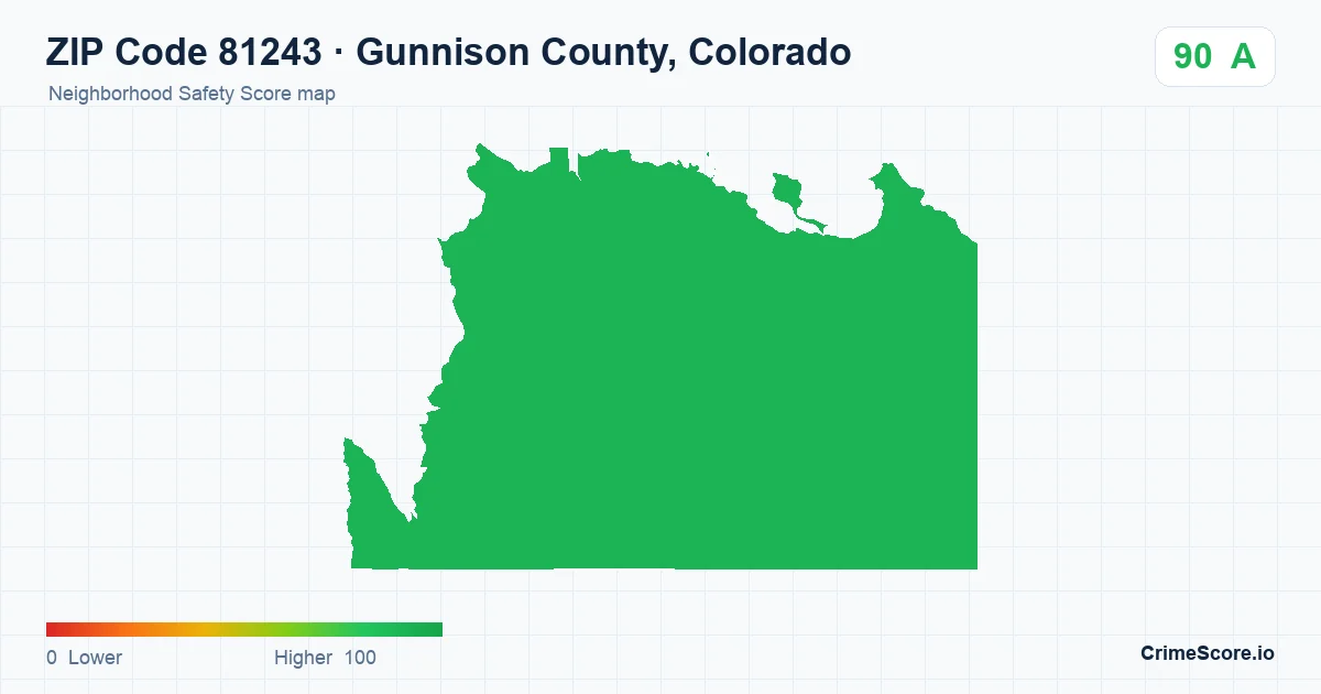 ZIP Code 81243 in Gunnison County, Colorado neighborhood Safety Score map