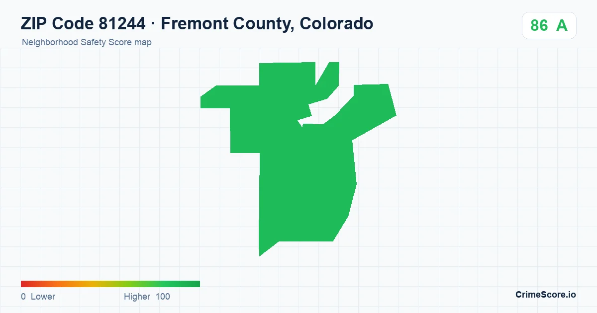 ZIP Code 81244 in Fremont County, Colorado neighborhood Safety Score map