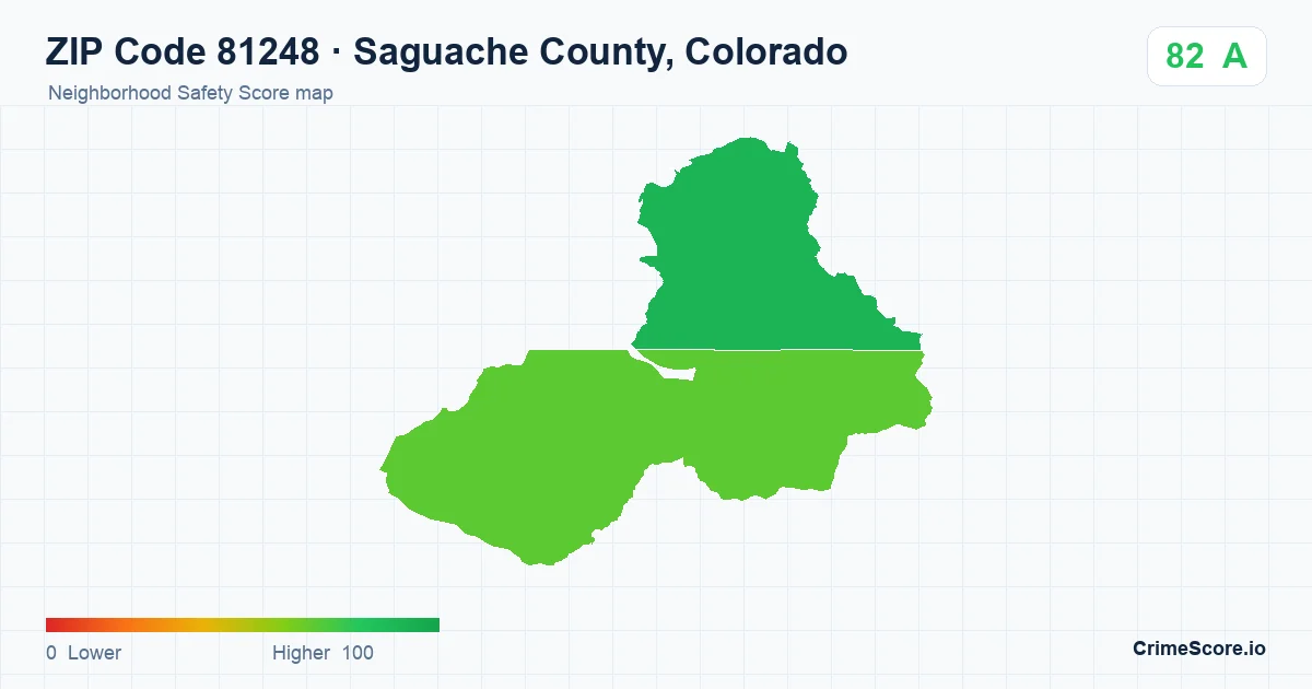 ZIP Code 81248 in Saguache County, Colorado neighborhood Safety Score map
