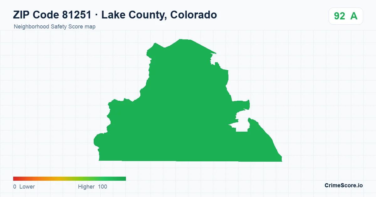 ZIP Code 81251 in Lake County, Colorado neighborhood Safety Score map