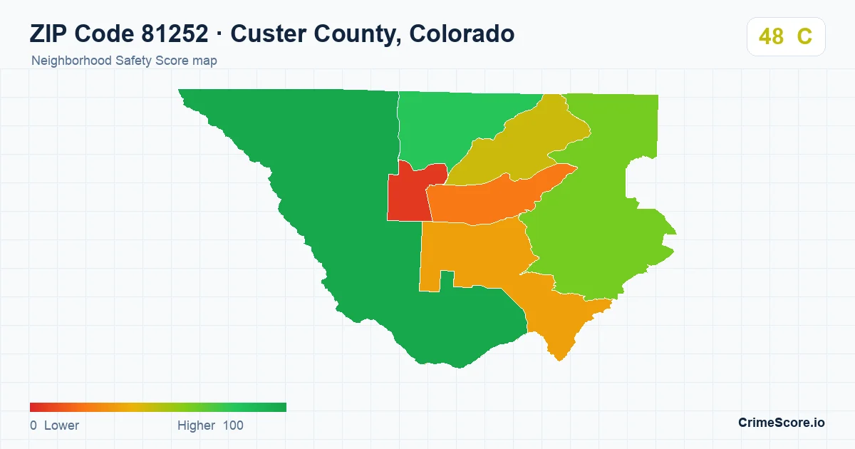 ZIP Code 81252 in Custer County, Colorado neighborhood Safety Score map
