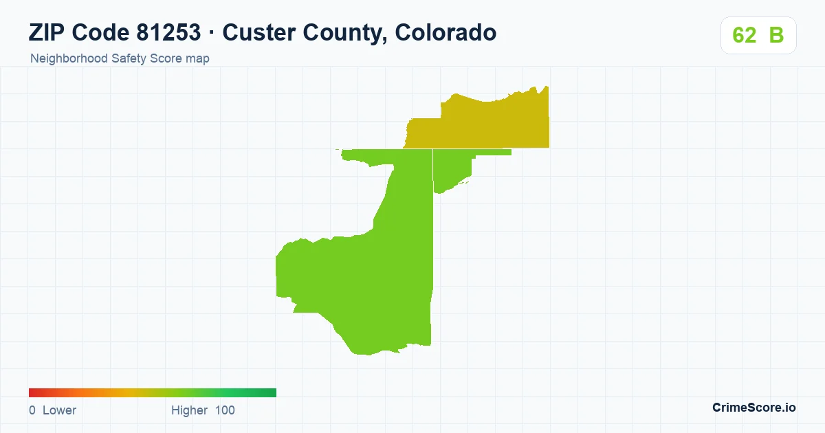 ZIP Code 81253 in Custer County, Colorado neighborhood Safety Score map