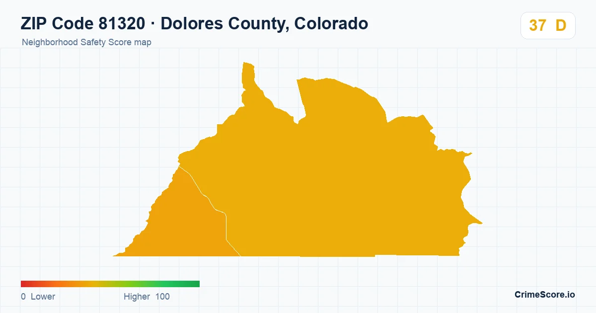 ZIP Code 81320 in Dolores County, Colorado neighborhood Safety Score map