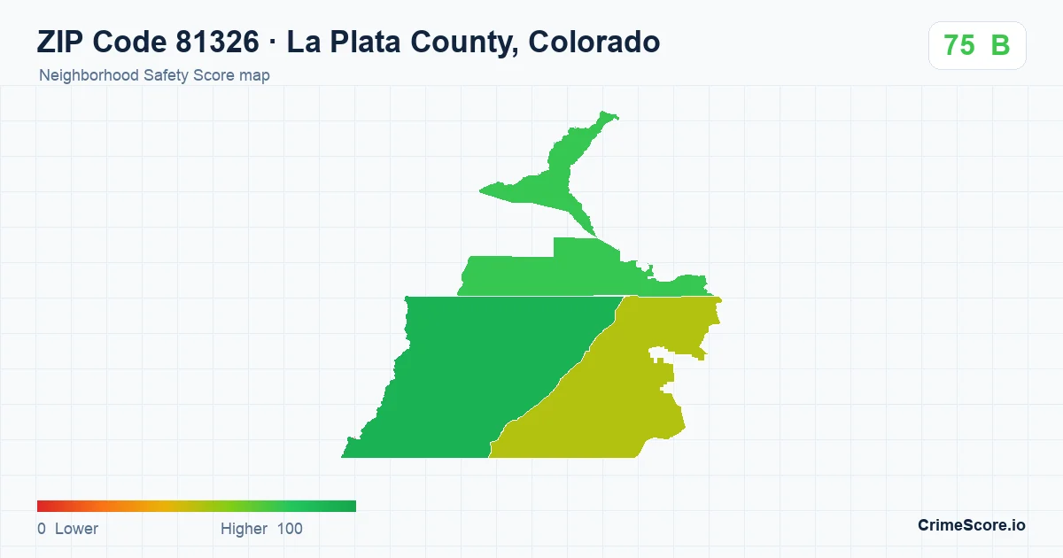 ZIP Code 81326 in La Plata County, Colorado neighborhood Safety Score map