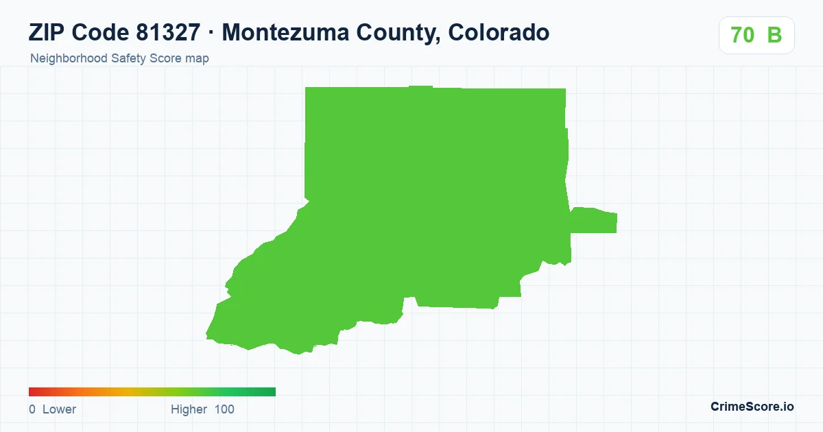 ZIP Code 81327 in Montezuma County, Colorado neighborhood Safety Score map