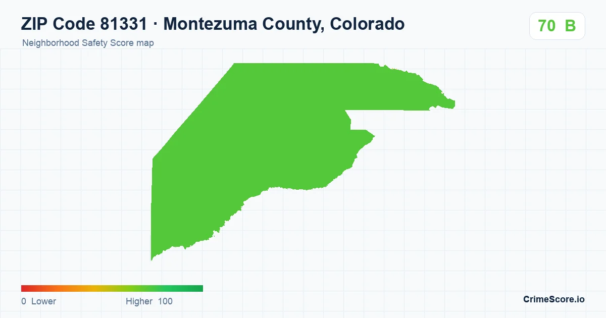 ZIP Code 81331 in Montezuma County, Colorado neighborhood Safety Score map