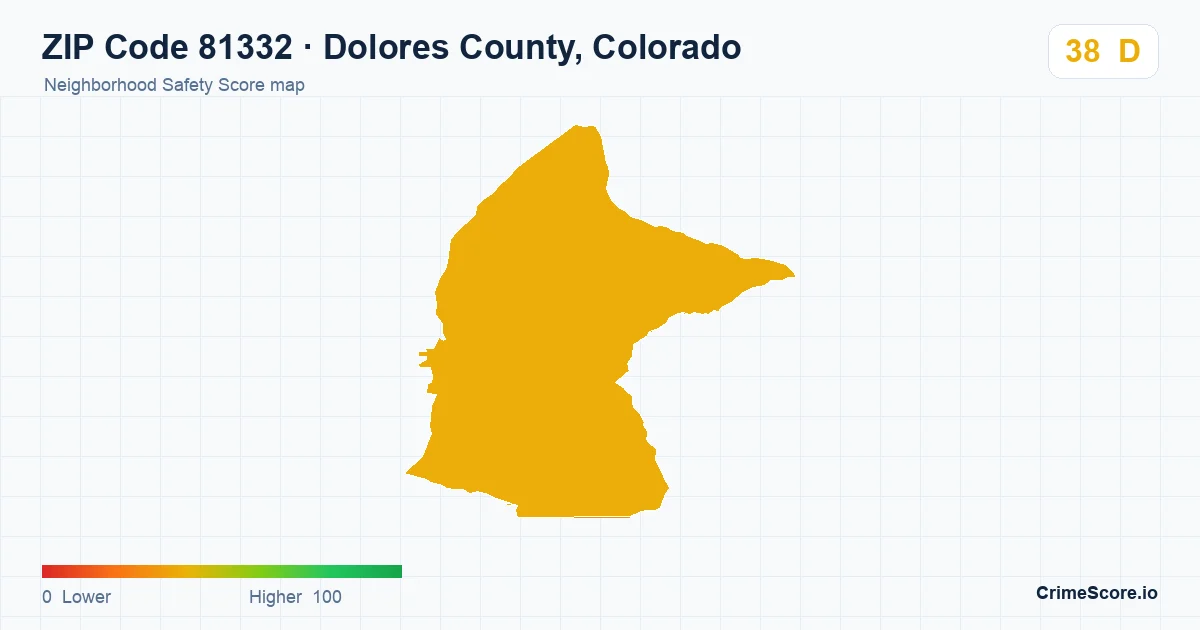 ZIP Code 81332 in Dolores County, Colorado neighborhood Safety Score map