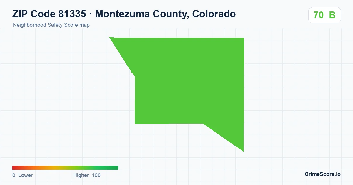 ZIP Code 81335 in Montezuma County, Colorado neighborhood Safety Score map