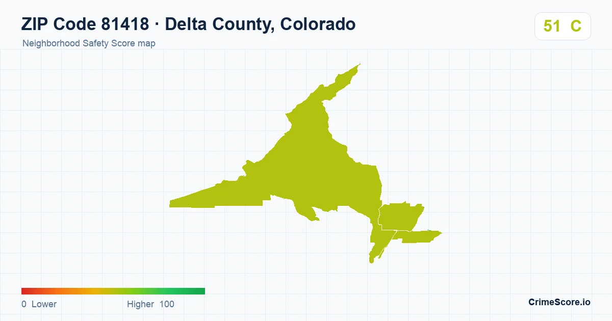ZIP Code 81418 in Delta County, Colorado neighborhood Safety Score map