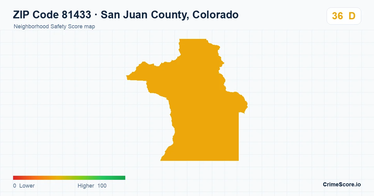 ZIP Code 81433 in San Juan County, Colorado neighborhood Safety Score map
