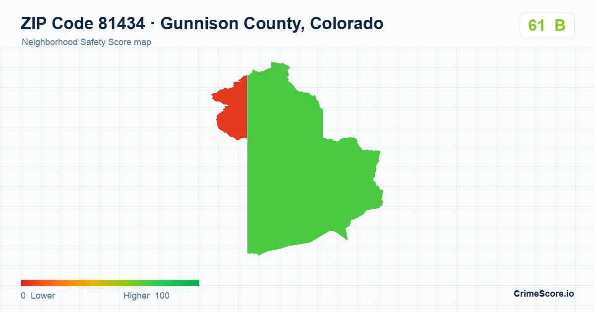 ZIP Code 81434 in Gunnison County, Colorado neighborhood Safety Score map