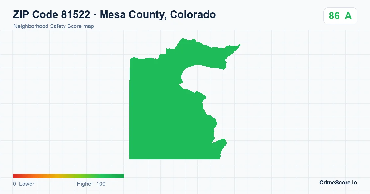 ZIP Code 81522 in Mesa County, Colorado neighborhood Safety Score map