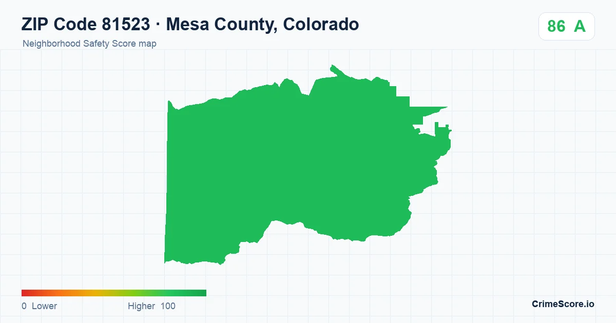 ZIP Code 81523 in Mesa County, Colorado neighborhood Safety Score map