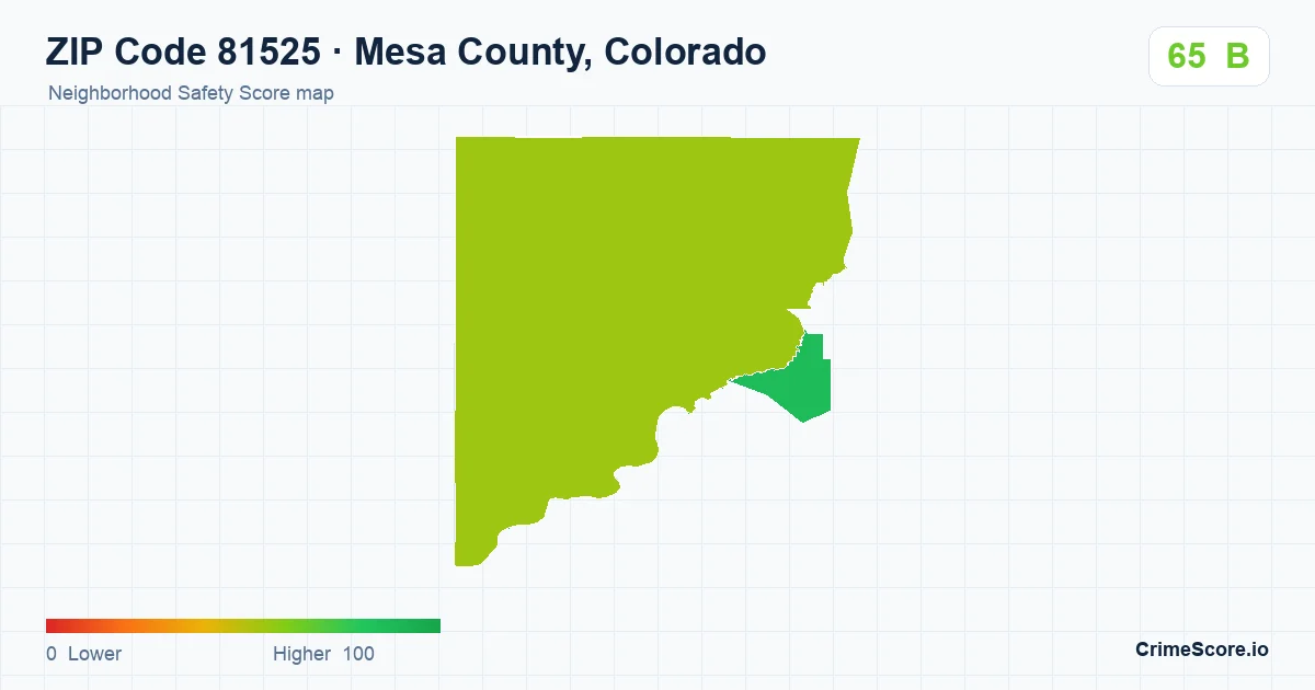ZIP Code 81525 in Mesa County, Colorado neighborhood Safety Score map