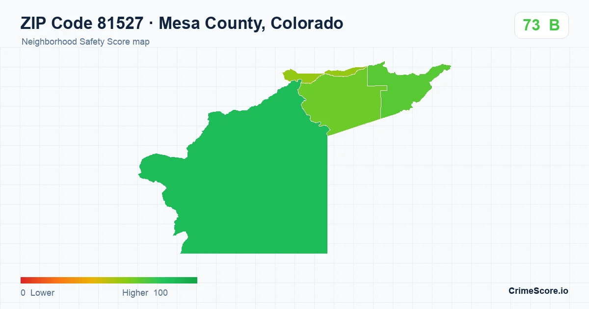 ZIP Code 81527 in Mesa County, Colorado neighborhood Safety Score map