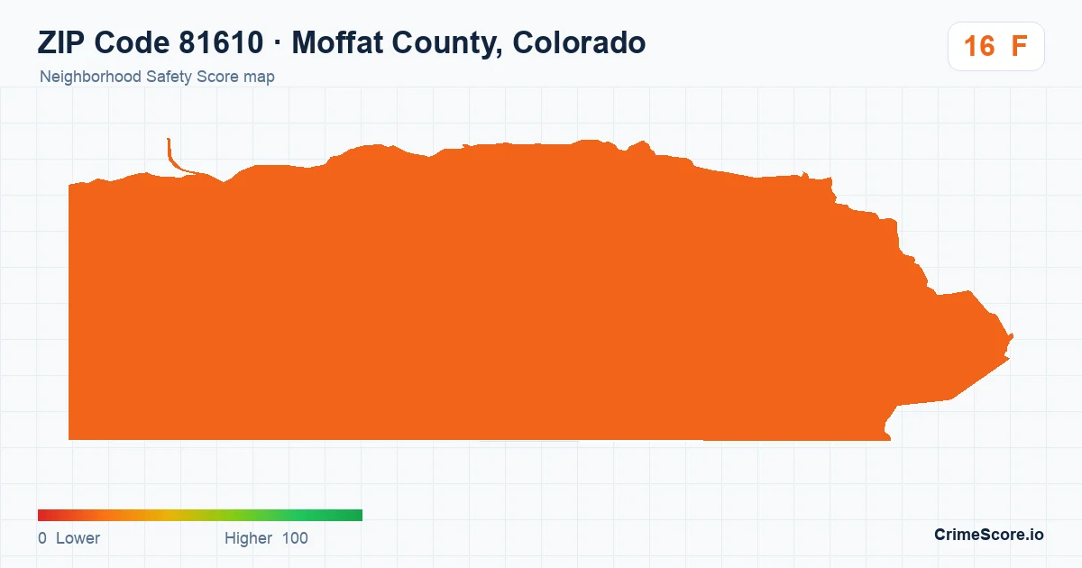 ZIP Code 81610 in Moffat County, Colorado neighborhood Safety Score map