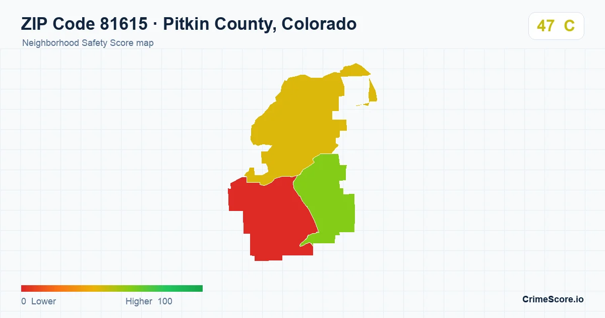 ZIP Code 81615 in Pitkin County, Colorado neighborhood Safety Score map