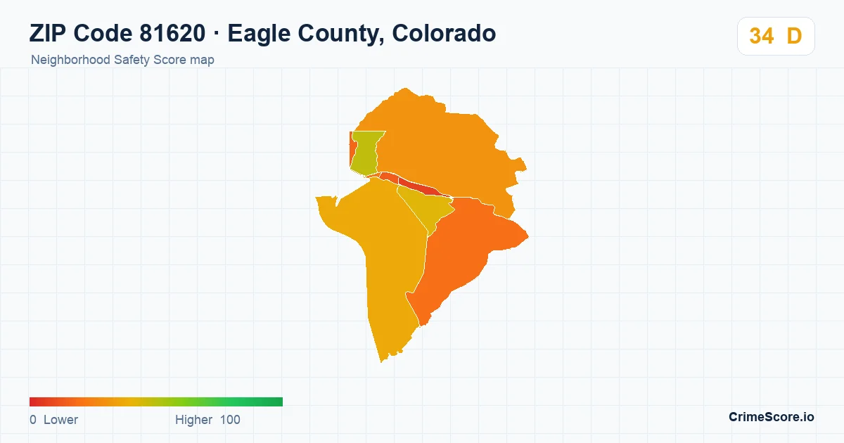 ZIP Code 81620 in Eagle County, Colorado neighborhood Safety Score map